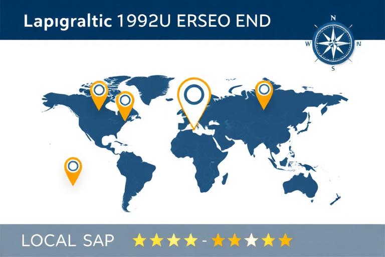 Local SEO map pin and city skyline illustration